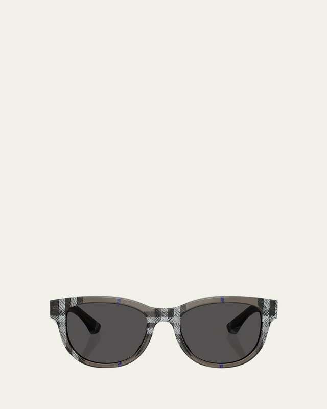 0BE4432U Check Round Sunglasses